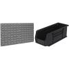 Akro-Mils 36″x19″ Steel Wall Mount Louvered Panel with 12-Pack of 11″x4″x4″ AkroBins Stackable Plastic Storage Bins (Black), Organization Bundle for Garage, Workshop, Classroom