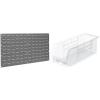 Akro-Mils 36″x19″ Steel Wall Mount Louvered Panel with 12-Pack of 11″x4″x4″ AkroBins Stackable Plastic Storage Bins (Clear), Organization Bundle for Garage, Workshop, Classroom