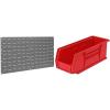 Akro-Mils 36″x19″ Steel Wall Mount Louvered Panel with 12-Pack of 11″x4″x4″ AkroBins Stackable Plastic Storage Bins (Red), Organization Bundle for Garage, Workshop, Classroom