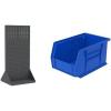 Akro-Mils 36″x32″x75″ Louvered Steel Double Sided Floor Rack Organizer with 12-Pack of 9″x6″x5″ AkroBins Stackable Plastic Storage Bins (Blue), Organization Bundle for Garage, Workshop, Classroom