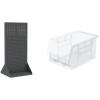 Akro-Mils 36″x32″x75″ Louvered Steel Double Sided Floor Rack Organizer with 12-Pack of 9″x6″x5″ AkroBins Stackable Plastic Storage Bins (Clear), Organization Bundle for Garage, Workshop, Classroom