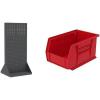 Akro-Mils 36″x32″x75″ Louvered Steel Double Sided Floor Rack Organizer with 12-Pack of 9″x6″x5″ AkroBins Stackable Plastic Storage Bins (Red), Organization Bundle for Garage, Workshop, Classroom