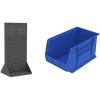 Akro-Mils 36″x32″x75″ Louvered Steel Double Sided Floor Rack Organizer with 6-Pack of 18″x11″x10″ AkroBins Stackable Plastic Storage Bins (Blue), Organization Bundle for Garage, Workshop, Classroom