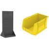 Akro-Mils 36″x32″x75″ Louvered Steel Double Sided Floor Rack Organizer with 6-Pack of 18″x11″x10″ AkroBins Stackable Plastic Storage Bins (Yellow), Organization Bundle for Garage, Workshop, Classroom