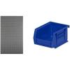 Akro-Mils 36″x61″ Steel Wall Mount Louvered Panel with 24-Pack of 5 x4 x3 AkroBins Stackable Plastic Storage Bins (Blue), Organization Bundle for Garage, Workshop, Classroom