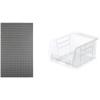 Akro-Mils 36″x61″ Steel Wall Mount Louvered Panel with 24-Pack of 5 x4 x3 AkroBins Stackable Plastic Storage Bins (Clear), Organization Bundle for Garage, Workshop, Classroom
