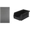 Akro-Mils 36″x61″ Steel Wall Mount Louvered Panel with 24-Pack of 7 x4 x3 AkroBins Stackable Plastic Storage Bins (Black), Organization Bundle for Garage, Workshop, Classroom