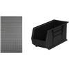 Akro-Mils 36″x61″ Steel Wall Mount Louvered Panel with 6-Pack of 18″x8.25″x9″ AkroBins Stackable Plastic Storage Bins (Black), Organization Bundle for Garage, Workshop, Classroom