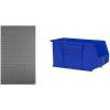 Akro-Mils 36″x61″ Steel Wall Mount Louvered Panel with 6-Pack of 18″x8.25″x9″ AkroBins Stackable Plastic Storage Bins (Blue), Organization Bundle for Garage, Workshop, Classroom