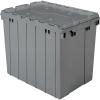 Akro-Mils 39170 Industrial Plastic Storage Tote with Hinged Attached Lid, (21-Inch L by 15-Inch W by 17-Inch H), Blue, (3-Pack)(Gray)