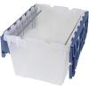 Akro-Mils KeepBox 12 Gallon Storage Container, Nesting and Stackable Plastic Storage Box with Lid Attached and Rails for Letter Size Hanging File Folders, 21″ x 15″ x 12″, Clear/Blue(KeepBox File Box)
