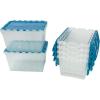 Akro-Mils KeepBox 12 Gallon Storage Container, Nesting and Stackable Plastic Storage Box with Lid Attached and Rails for Letter Size Hanging File Folders, 21″ x 15″ x 12″, Clear/Blue(6-Pack)