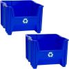 READYSPACE Commercial Industrial Heavy Duty Stackable Open-Front Recycling Bin Box Containers, 12 Gallon, 2 Pack, Blue(12 Gallon  2 Pack)