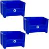 READYSPACE Commercial Industrial Heavy Duty Stackable Open-Front Recycling Bin Box Containers, 12 Gallon, 2 Pack, Blue(12.5 Gallon (Pack of 3))