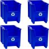 READYSPACE Commercial Industrial Heavy Duty Stackable Open-Front Recycling Bin Box Containers, 12 Gallon, 2 Pack, Blue(7 Gallon  4 Pack)