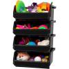 ReadySpace Plastic Containers for Organizing and Storage Bins for Closet, Kitchen, Office, Garage or Pantry Organization, Stackable Bins, Extra Large (14.8″ x 16.5″ x 7″), 4-Pack, Grey(Black)