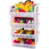 ReadySpace Plastic Containers for Organizing and Storage Bins for Closet, Kitchen, Office, Garage or Pantry Organization, Stackable Bins, Extra Large (14.8″ x 16.5″ x 7″), 4-Pack, Grey(Clear)