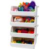 ReadySpace Plastic Containers for Organizing and Storage Bins for Closet, Kitchen, Office, Garage or Pantry Organization, Stackable Bins, Extra Large (14.8″ x 16.5″ x 7″), 4-Pack, Grey(White)