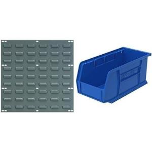Akro-Mils 18″x19″ Steel Wall Mount Louvered Panel with 12-Pack of 11 x5 x5 AkroBins Stackable Plastic Storage Bins (Blue), Organization Bundle for Garage, Workshop, Classroom