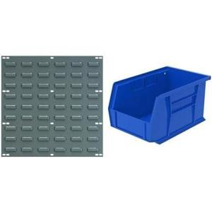 Akro-Mils 18″x19″ Steel Wall Mount Louvered Panel with 12-Pack of 9 x6 x5 AkroBins Stackable Plastic Storage Bins (Blue), Organization Bundle for Garage, Workshop, Classroom