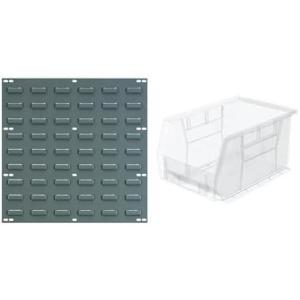 Akro-Mils 18″x19″ Steel Wall Mount Louvered Panel with 12-Pack of 9 x6 x5 AkroBins Stackable Plastic Storage Bins (Clear), Organization Bundle for Garage, Workshop, Classroom
