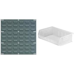 Akro-Mils 18″x19″ Steel Wall Mount Louvered Panel with 6-Pack of 11 x16 x5 AkroBins Stackable Plastic Storage Bins (Clear), Organization Bundle for Garage, Workshop, Classroom