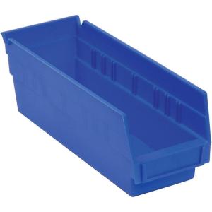 Akro-Mils 30124 Plastic Shelf Bins, Heavy Duty Storage Bins for Garage, Closet, and Drawer Organization, 24-Inch x 4-Inch x 4-Inch, Blue, 12-Pack(Blue)