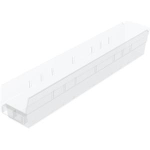 Akro-Mils 30124 Plastic Shelf Bins, Heavy Duty Storage Bins for Garage, Closet, and Drawer Organization, 24-Inch x 4-Inch x 4-Inch, Blue, 12-Pack(Clear)