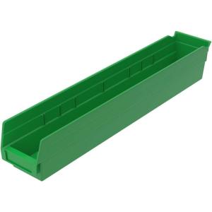 Akro-Mils 30124 Plastic Shelf Bins, Heavy Duty Storage Bins for Garage, Closet, and Drawer Organization, 24-Inch x 4-Inch x 4-Inch, Blue, 12-Pack(Green)