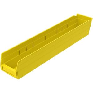 Akro-Mils 30124 Plastic Shelf Bins, Heavy Duty Storage Bins for Garage, Closet, and Drawer Organization, 24-Inch x 4-Inch x 4-Inch, Blue, 12-Pack(Yellow)
