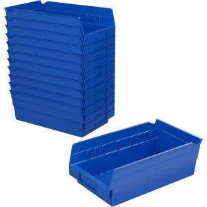 Akro-Mils 30130 Plastic Shelf Bins, Heavy Duty Storage Bins for Garage, Closet, and Drawer Organization, 12″ x 6-1/2″ x 4″, Blue, 12-Pack(Blue)