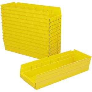 Akro-Mils 30138 Plastic Shelf Bins, Heavy Duty Storage Bins for Garage, Closet, and Drawer Organization, 18″ x 6-1/2″ x 4″, Green, 12-Pack(Yellow)