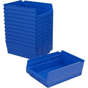 Akro-Mils 30150 Plastic Shelf Bins, Heavy Duty Storage Bins for Garage, Closet, and Drawer Organization, 12″ x 8″ x 4″, Blue, 12-Pack(Blue)