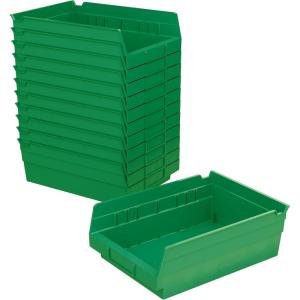 Akro-Mils 30150 Plastic Shelf Bins, Heavy Duty Storage Bins for Garage, Closet, and Drawer Organization, 12″ x 8″ x 4″, Blue, 12-Pack(Green)