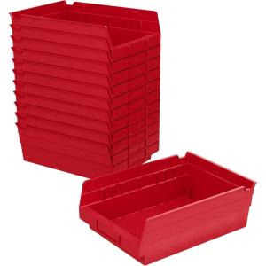 Akro-Mils 30150 Plastic Shelf Bins, Heavy Duty Storage Bins for Garage, Closet, and Drawer Organization, 12″ x 8″ x 4″, Blue, 12-Pack(Red)