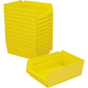 Akro-Mils 30150 Plastic Shelf Bins, Heavy Duty Storage Bins for Garage, Closet, and Drawer Organization, 12″ x 8″ x 4″, Blue, 12-Pack(Yellow)