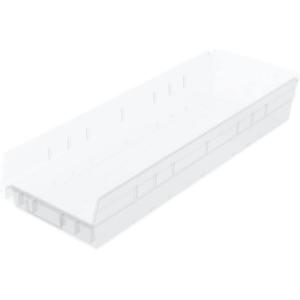 Akro-Mils 30164 Plastic Shelf Bins, Heavy Duty Storage Bins for Garage, Closet, and Drawer Organization, 24-Inch x 6-1/2-Inch x 4-Inch, Yellow, 6-Pack(Clear)