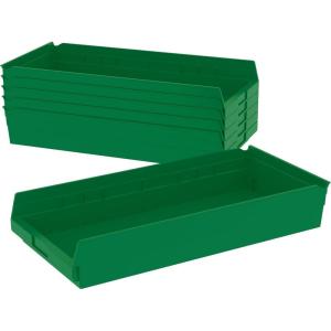Akro-Mils 30174 Plastic Shelf Bins, Heavy Duty Storage Bins for Garage, Closet, and Drawer Organization, 24-Inch x 11-Inch x 4-Inch, Blue, 6-Pack(Green)