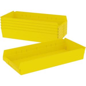 Akro-Mils 30174 Plastic Shelf Bins, Heavy Duty Storage Bins for Garage, Closet, and Drawer Organization, 24-Inch x 11-Inch x 4-Inch, Blue, 6-Pack(Yellow)