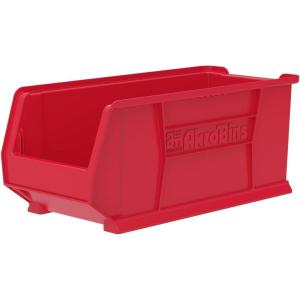 Akro-Mils 30287 Super-Size AkroBins Plastic Storage Bins, Space-Saving Stackable Bins for Garage, Classroom, Warehouse Organization, 24″ L x 11″ W x 10″ H, Yellow, 4-Pack(Red  (4-Pack))