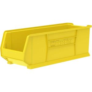 Akro-Mils 30292 Super-Size AkroBins Plastic Storage Bins, Space-Saving Stackable Bins for Garage, Classroom, Warehouse Organization, 30″ L x 11″ W x 10″ H, Clear, 4-Pack(Yellow  (4-Pack))