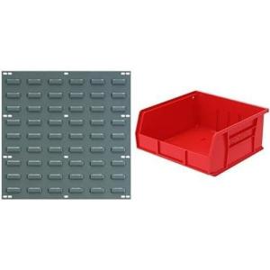 Akro-Mils 30618: Wall Mount Storage Panel & 30235 AkroBins, 11x11x5, Red, 6-Pack