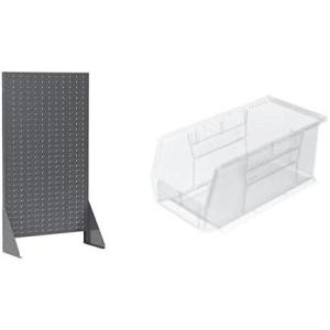 Akro-Mils 36″x13″x66″ Louvered Steel Single Sided Floor Rack Organizer with 12-Pack of 11 x5 x5 AkroBins Stackable Plastic Storage Bins (Clear), Organization Bundle for Garage, Workshop, Classroom