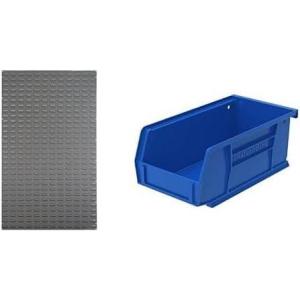 Akro-Mils 36″x61″ Steel Wall Mount Louvered Panel with 24-Pack of 7 x4 x3 AkroBins Stackable Plastic Storage Bins (Blue), Organization Bundle for Garage, Workshop, Classroom