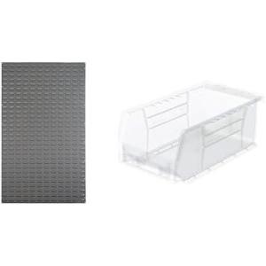 Akro-Mils 36″x61″ Steel Wall Mount Louvered Panel with 24-Pack of 7 x4 x3 AkroBins Stackable Plastic Storage Bins (Clear), Organization Bundle for Garage, Workshop, Classroom