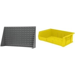Akro-Mils 36″x8″x20″ Steel Louvered Panel Work Bench Storage Rack with 6-Pack of 11 x16 x5 AkroBins Stackable Plastic Storage Bins (Yellow), Organization Bundle for Garage, Workshop, Classroom
