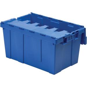 Buckhorn AR2717120204000 Industrial Plastic Stackable Storage KeepBox Tote Container with Hinged Attached Lid, 27-Inch L x 17-Inch W x 12-Inch H, Green(Blue)