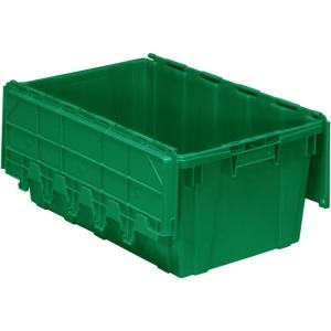 Buckhorn AR2717120204000 Industrial Plastic Stackable Storage KeepBox Tote Container with Hinged Attached Lid, 27-Inch L x 17-Inch W x 12-Inch H, Green(Green)