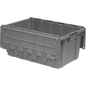 Buckhorn AR2717120204000 Industrial Plastic Stackable Storage KeepBox Tote Container with Hinged Attached Lid, 27-Inch L x 17-Inch W x 12-Inch H, Green(Grey)