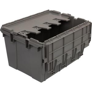 Buckhorn Industrial Lidded Plastic Storage Container, Nesting and Stackable Plastic Storage Box with Lid Attached, Organization Tote for Garage and Warehouse, 12 Gallon Capacity, 21″x15″x12″, Gray(Grey)